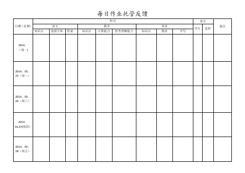 每日作业托管反馈【范本模板】