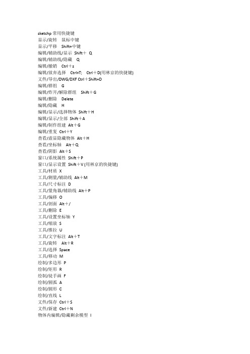 (完整版)Sketchup快捷键(绝对全)