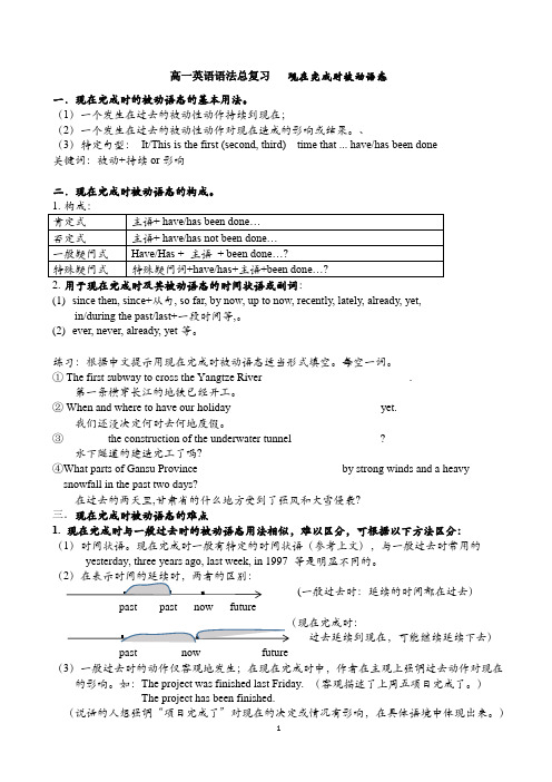 高一英语语法总复习   现在完成时被动语态