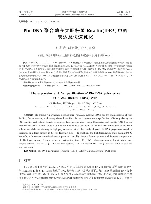 PfuDNA聚合酶在大肠杆菌Rosetta(DE3)中的表达及快速纯化