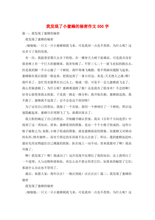 我发现了小蜜蜂的秘密作文500字