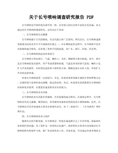 关于长号唢呐调查研究报告PDF