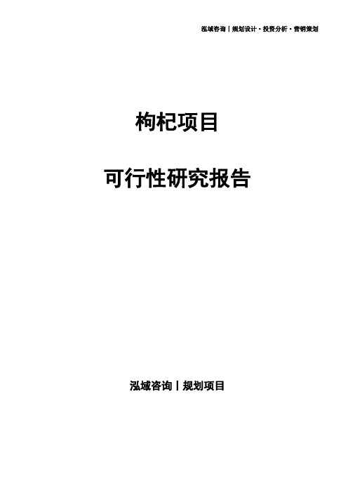 枸杞项目可行性研究报告