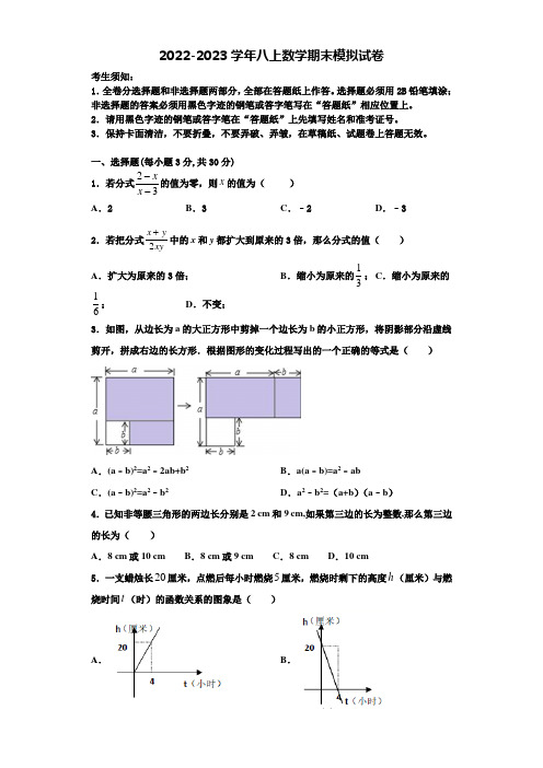 2022-2023学年安徽安庆数学八年级第一学期期末经典试题含解析