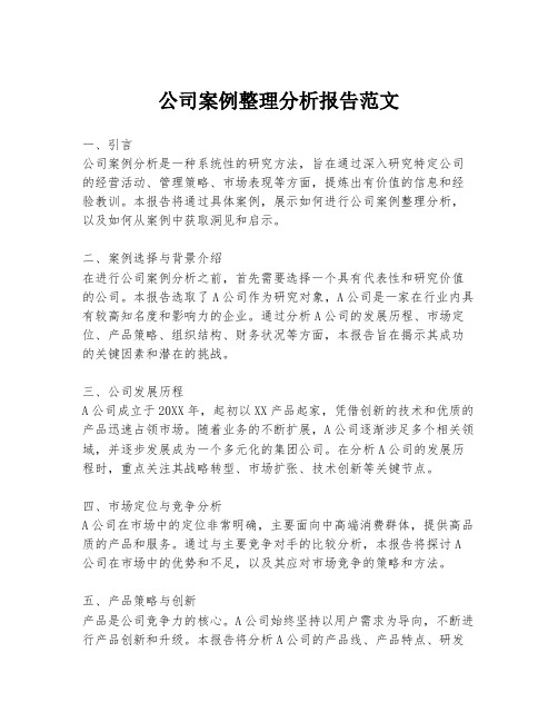 公司案例整理分析报告范文