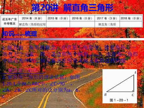 中考数学复习 第一部分 知识梳理 第四章 三角形 第20讲 解直角三角形课件