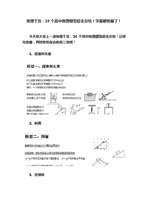 物理干货：24个高中物理模型超全总结！学霸都收藏了！