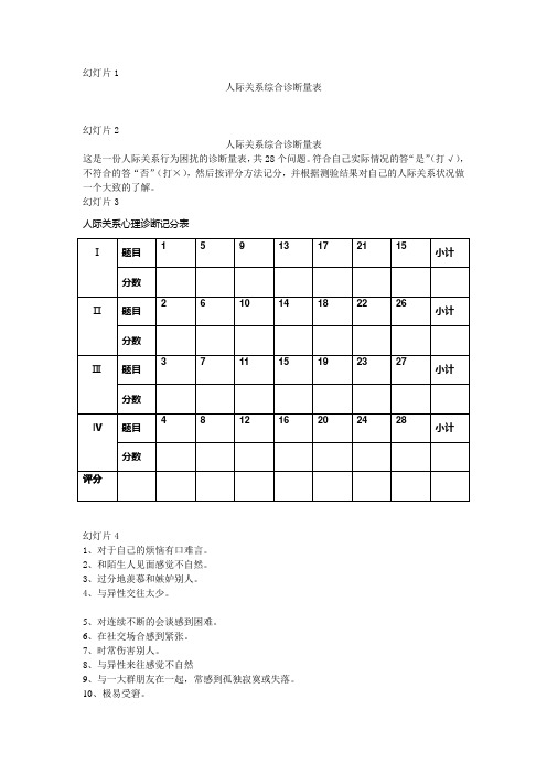 人际关系综合诊断量表