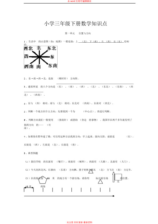 精编新人教版小学三年级数学(下册)概念