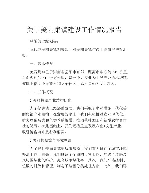 关于美丽集镇建设工作情况报告