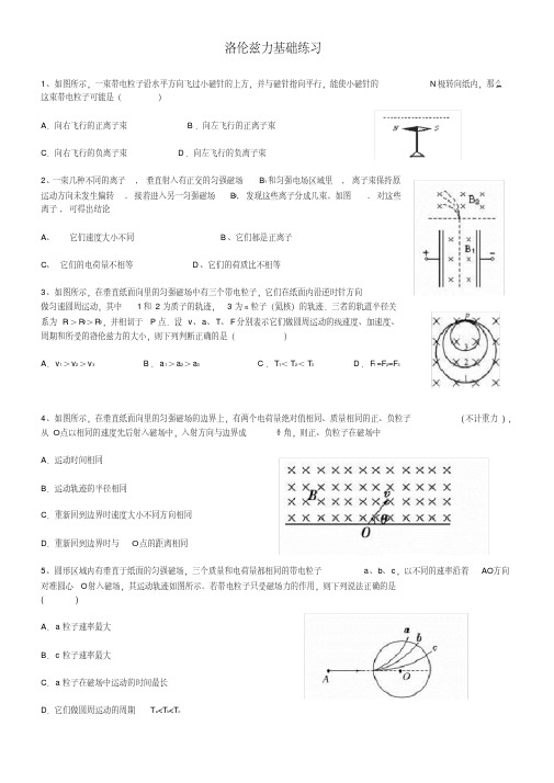 (完整版)洛伦兹力基础练习