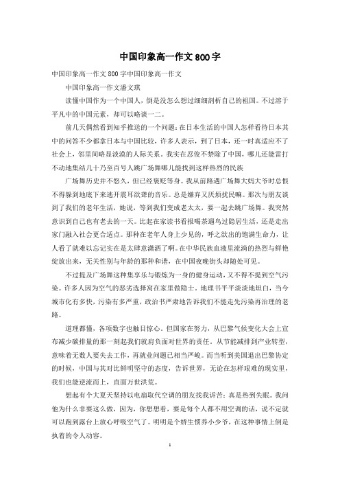 中国印象高一作文800字