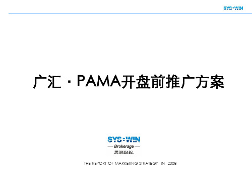 广汇PAMA开盘前推广方案