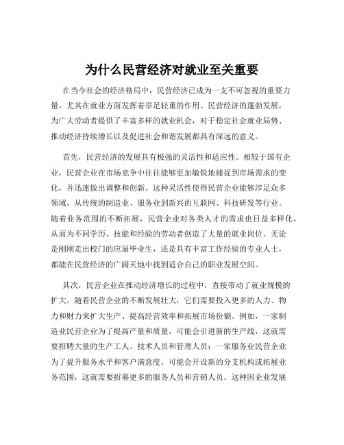 为什么民营经济对就业至关重要