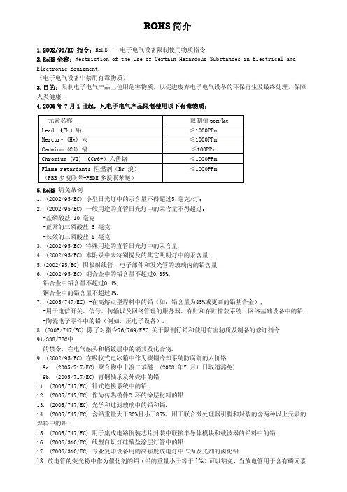 ROHS简介豁免条例