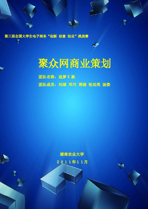 第三届电子商务三创大赛湖南省特等奖作品《聚众网商业策划书》