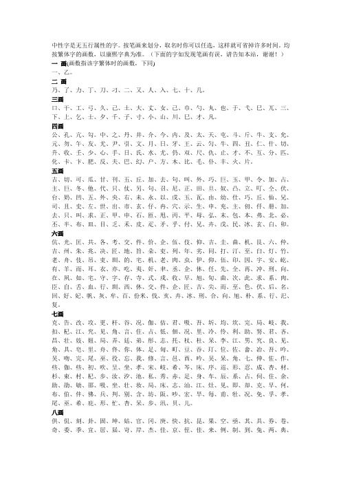 繁体字康熙字典笔画数