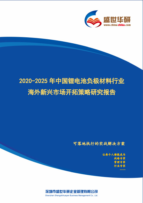 【完整版】2020-2025年中国锂电池负极材料行业海外新兴市场开拓策略研究报告