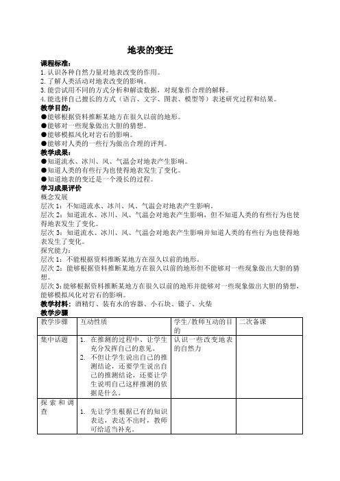 苏教小学科学六上《2.5.地表的变迁》word教案 (4)