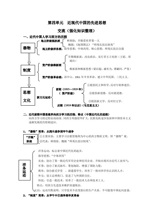 【历史】第五单元《近现代中国的先进思想》教案(岳麓版必修3)