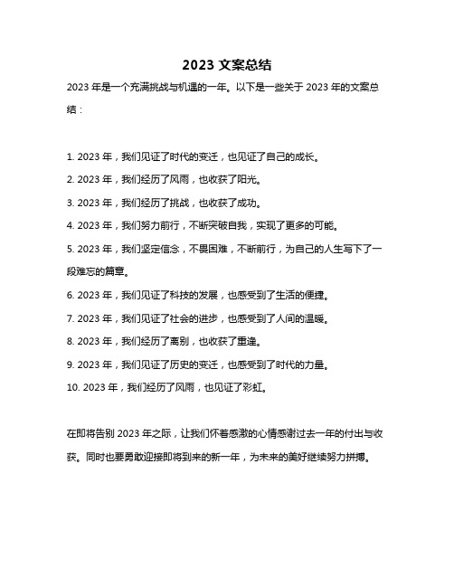 2023文案总结