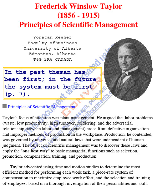 Taylor's Scientific Management
