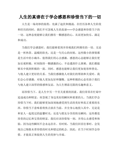 人生的真谛在于学会感恩和珍惜当下的一切