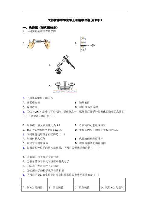 成都树德中学化学初三化学上册期中试卷(带解析)