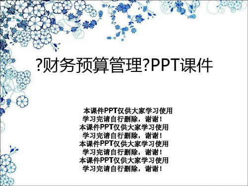 《财务预算管理》PPT课件