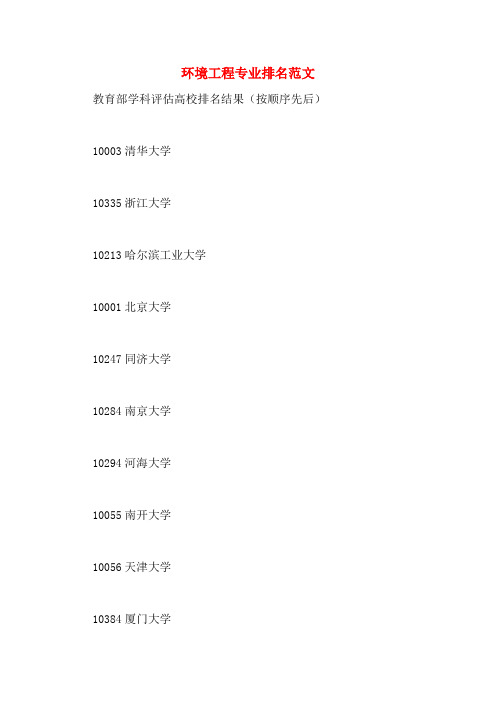 环境工程专业排名范文