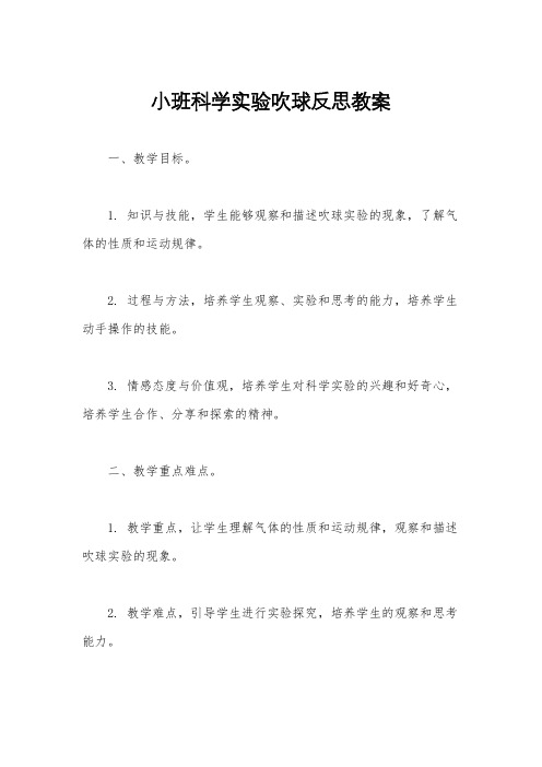 小班科学实验吹球反思教案