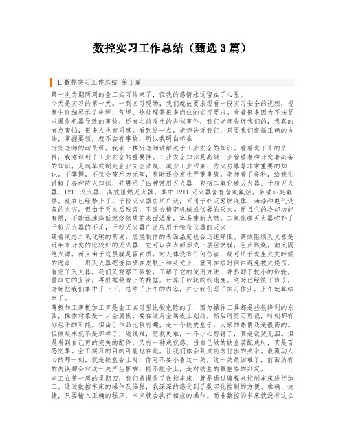 数控实习工作总结(甄选3篇)