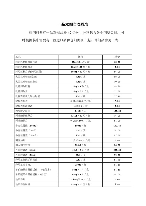 一品双规自查报告