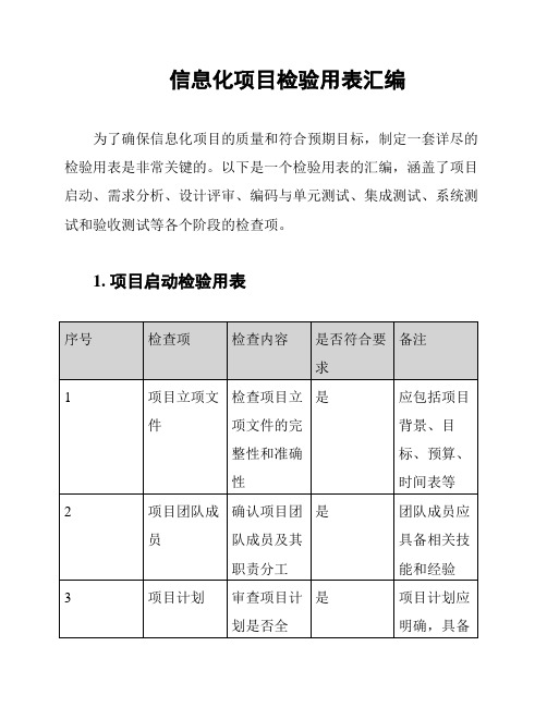 信息化项目检验用表汇编