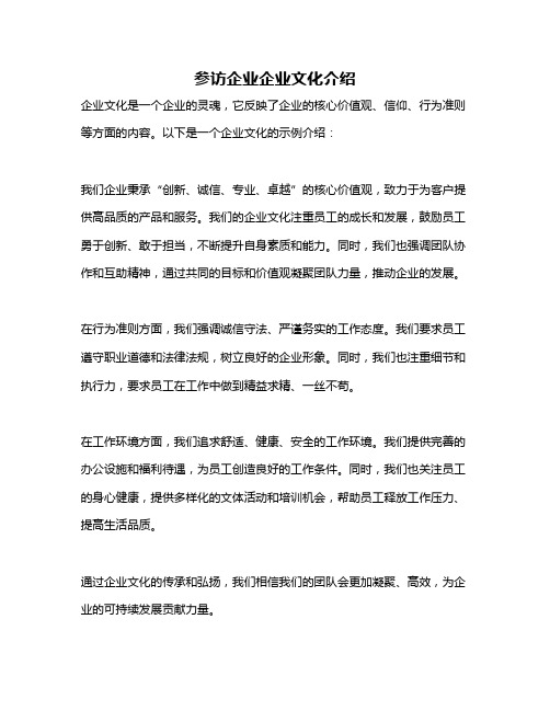 参访企业企业文化介绍