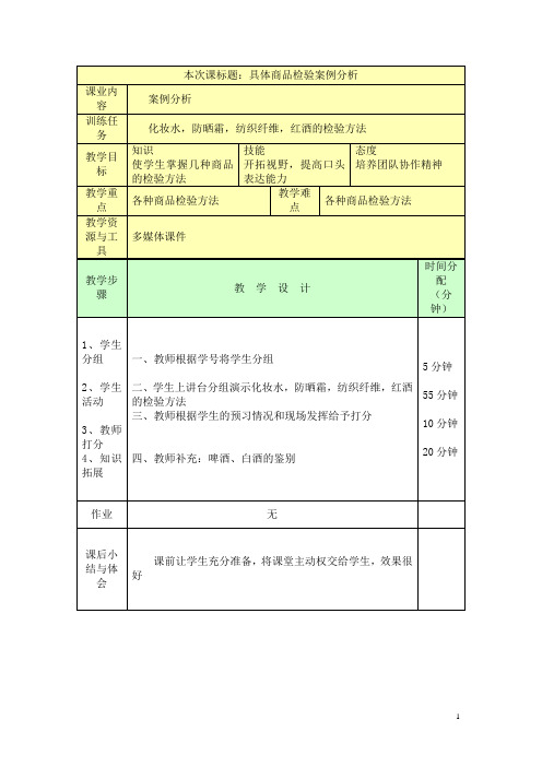 中职商品学教程(孙斌 校编)教案：具体商品检验案例分析