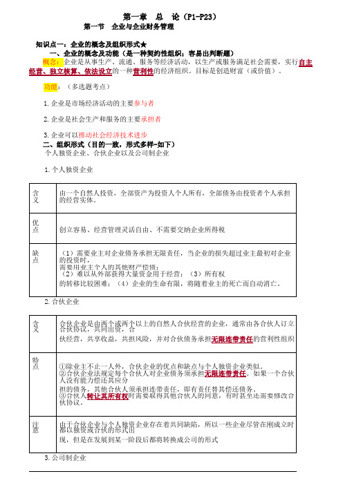 2018年中级财务管理讲义第一章(徐)