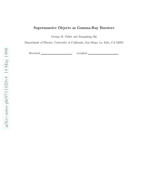 Supermassive Objects as Gamma-Ray Bursters