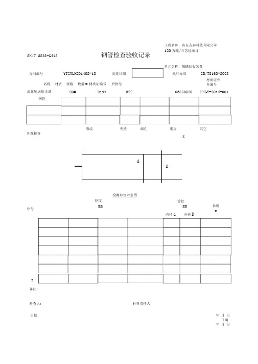 SH3543 G415钢管检查验收记录