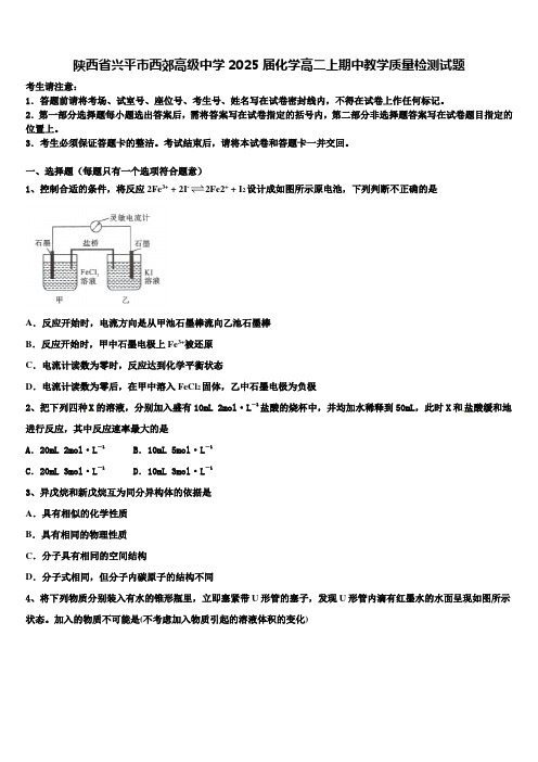 陕西省兴平市西郊高级中学2025届化学高二上期中教学质量检测试题含解析