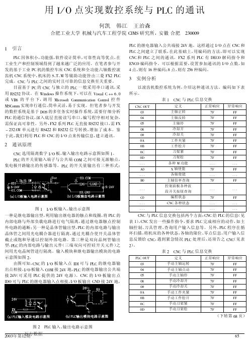 用IO点实现数控系统与PLC的通讯