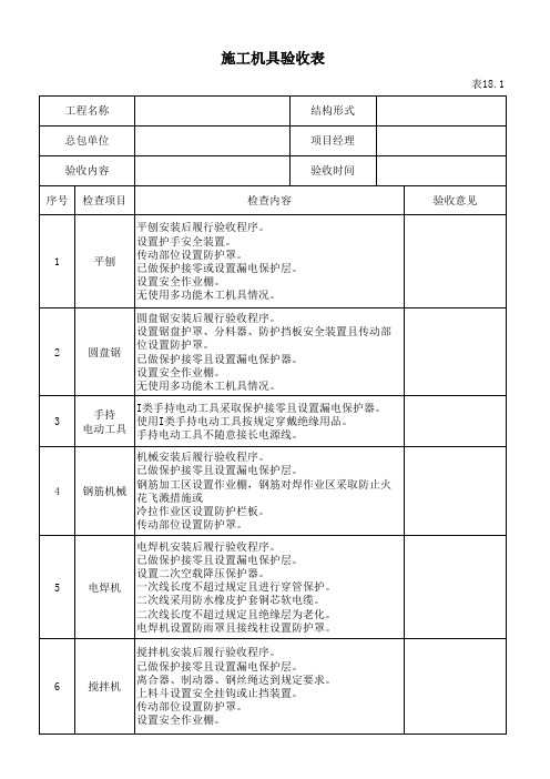 施工机具验收表 