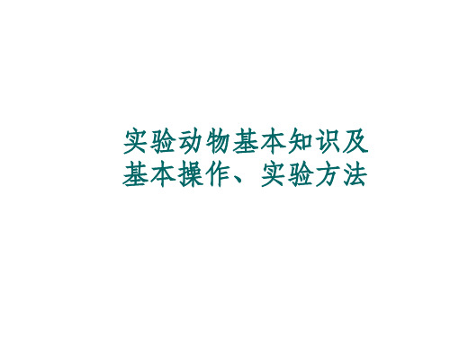 实验动物基本知识及基本操作