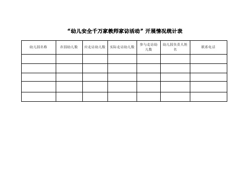 学生安全千万家教师家访活动开展情况统计表