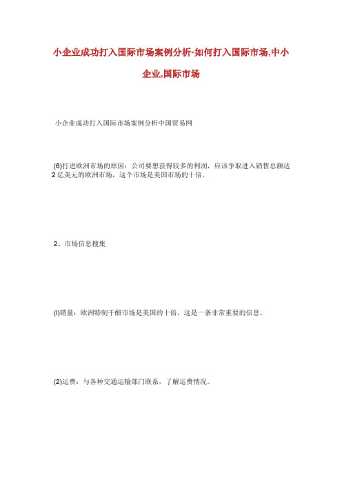 小企业成功打入国际市场案例分析如何打入国际市场中小企业国际市场.doc