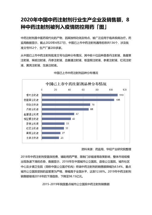 2020年中国中药注射剂行业生产企业及销售额,8种中药注射剂被列入疫情防控用药「图」