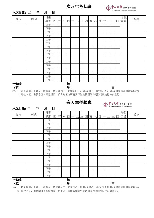 实习生考勤登记表(定稿)改A3纸后