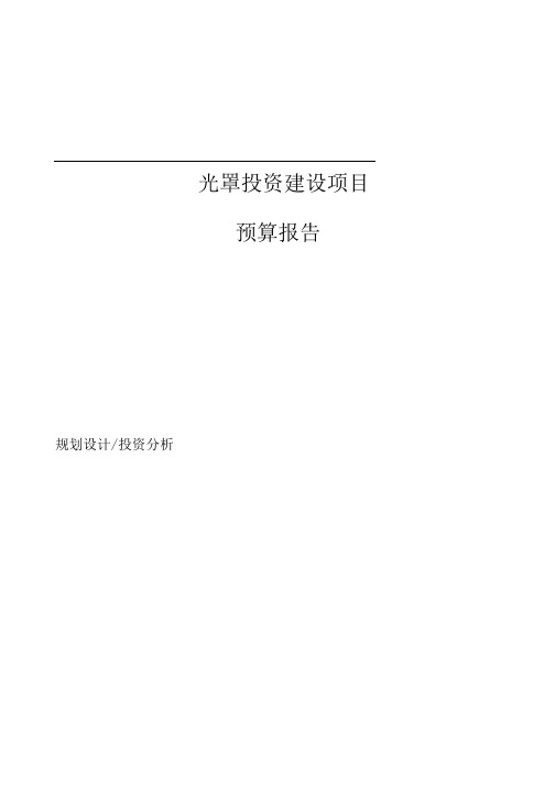 光罩投资建设项目预算报告.docx