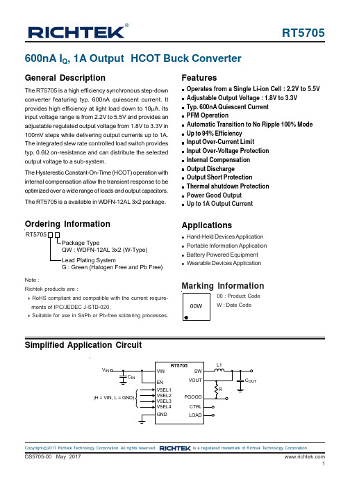 Richtek技术公司的RT5705数据手册说明书