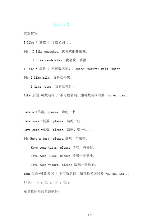 完整版英语二年级下译林版知识点汇总